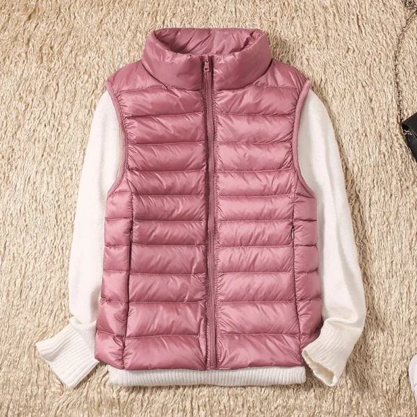 2024 nuove donne autunno inverno Ultra leggero piumino d'anatra giacca donna 90% piumino d'anatra bianco gilet senza maniche 3