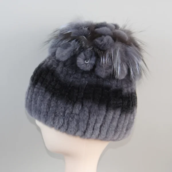 Vendita calda Russia Nuovo Inverno Berretti di Pelliccia Reale Cappello Delle Donne 100% Genuino Reale Rex Cappello di Coniglio Buona Elastico Lavorato A Maglia Rex Berretti di Pelliccia di Coniglio 4