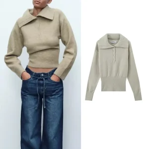 Maglione nuovo da donna 2025 Pullover primaverile Maglione chic elastico sottile caldo per giovani Maglione da studente di moda di strada da donna 1