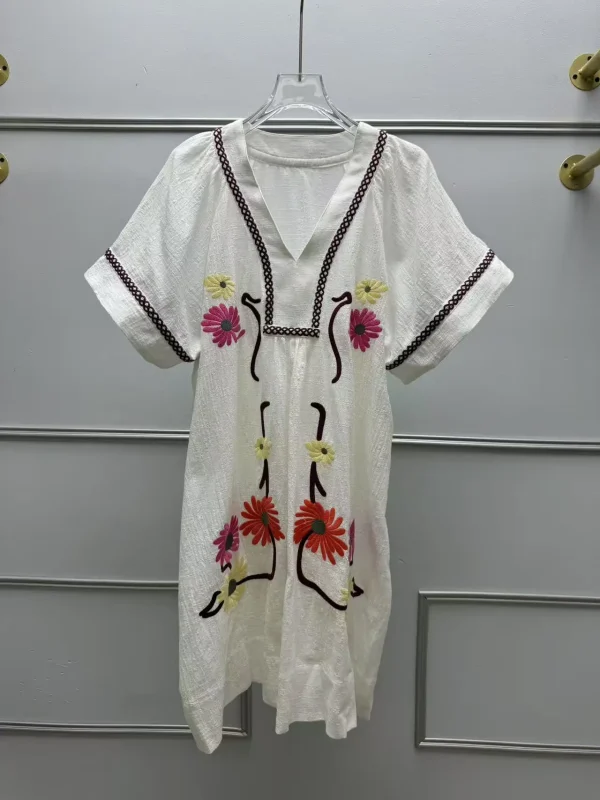 Estate 2025 Abito con stampa floreale colorata Donna con coulisse Elastico in vita Manica a sbuffo 2025 Summer Lady A-line Midi Robe 4
