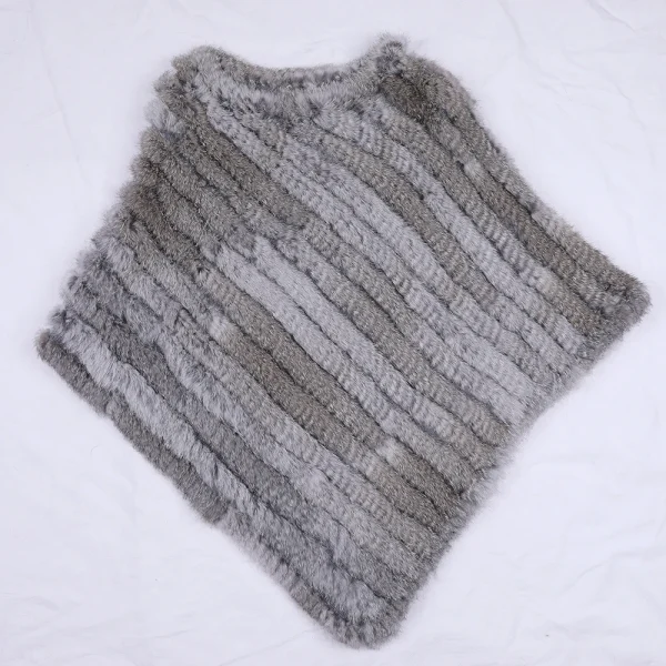 2021 vendita calda donne scialle di pelliccia di coniglio reale naturale lavorato a maglia vera pelliccia di coniglio Poncho sciarpa autunno inverno pelliccia di coniglio Pashmina 5