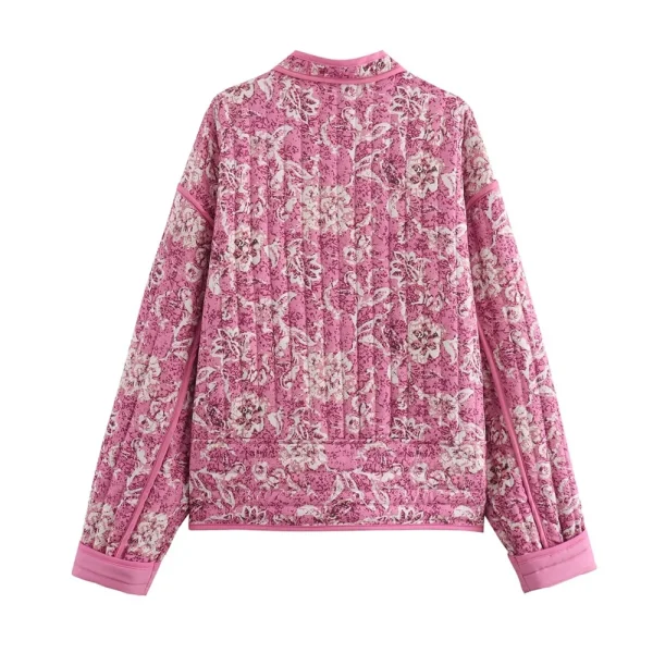 Giacca da donna in cotone stampato allentato e dimagrante a maniche lunghe alla moda e versatile in stile europeo e americano 2024 2