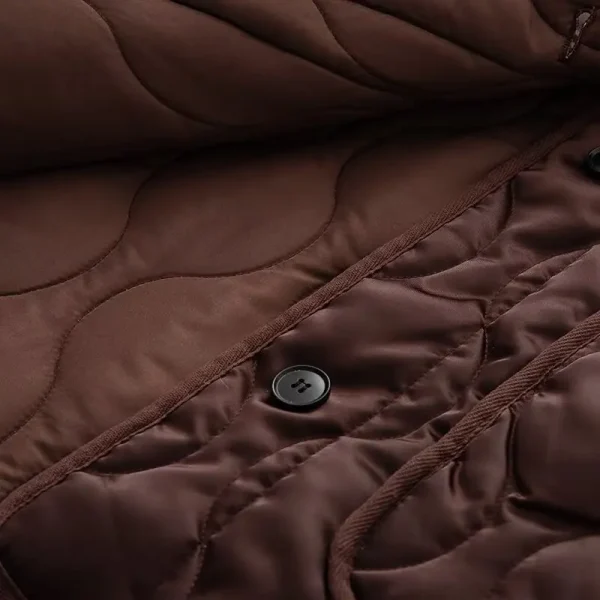 Cappotto giacca in cotone trapuntato allentato a maniche lunghe con tasca grande retrò tinta unita da donna autunno 2025 6