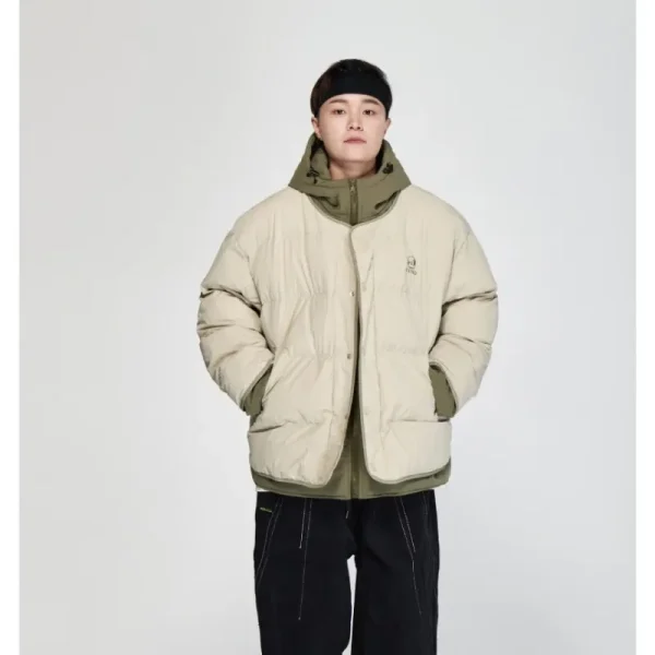 Giacca Casual retrò americana invernale cappotto con cappuccio in due pezzi finto giacca imbottita in cotone Streetwear cappotto con cappuccio alla moda caldo e spesso 3
