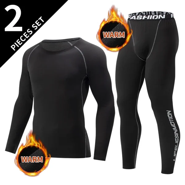 2/4 pezzi autunno/inverno uomo nero pantaloni a maniche lunghe set intimo gioventù fitness corsa base camicia sportiva pantaloni elasticizzati casual 2