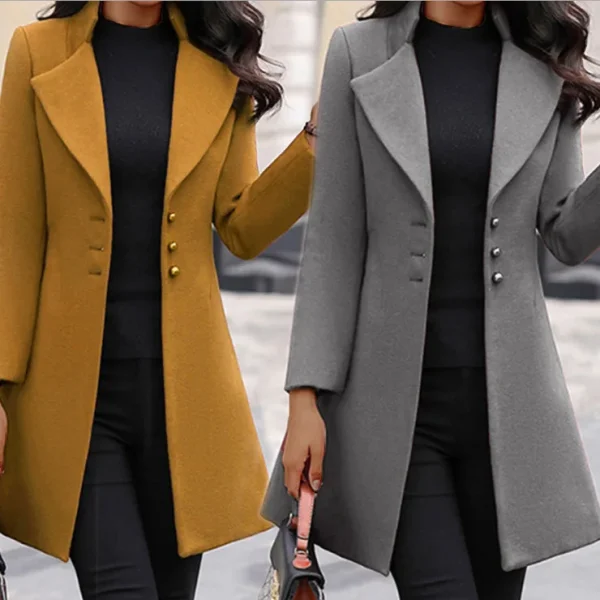 Cappotto autunnale e invernale europeo e americano Cappotto coreano in lana con bottoni slim di media lunghezza tinta unita 5
