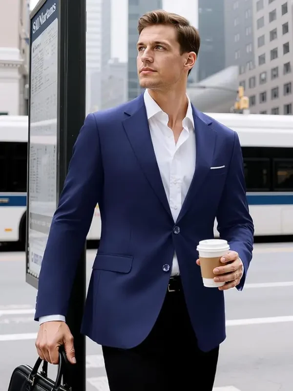 Blazer formali da uomo Giacche da completo in tessuto elasticizzato Pronto per ufficio Matrimonio Slim Fit Sottile 2025 Sport casual da uomo di alta qualità 2