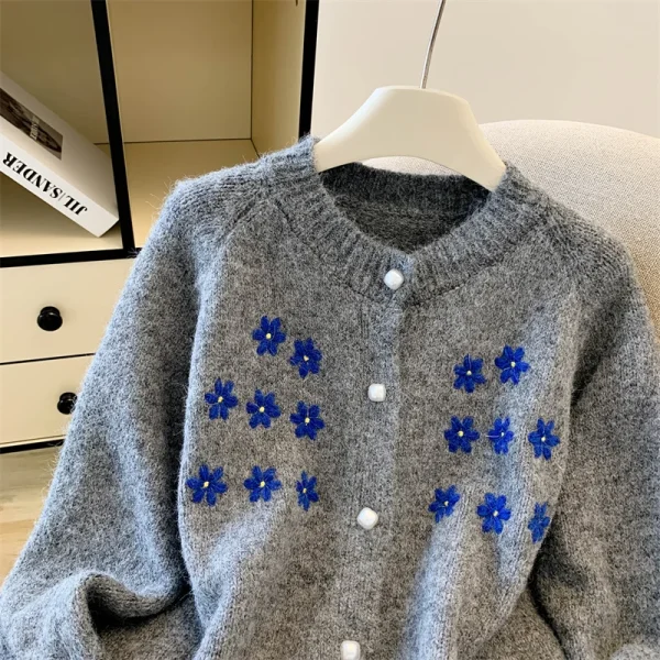 Maglieria casual invernale da donna cardigan floreale Y2K Harajuku estetica carina stile anni 2000 retrò top maglione caldo vestiti 2025 nuovo 3