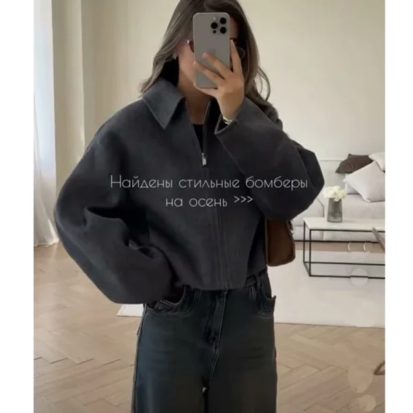 Autunno Giubbotti Donna 2025 Nuovi Cappotti Chic Risvolto Allentato Caldo Strada Giubbotti da Donna Semplice Casual Joker Capispalla Gioventù 5