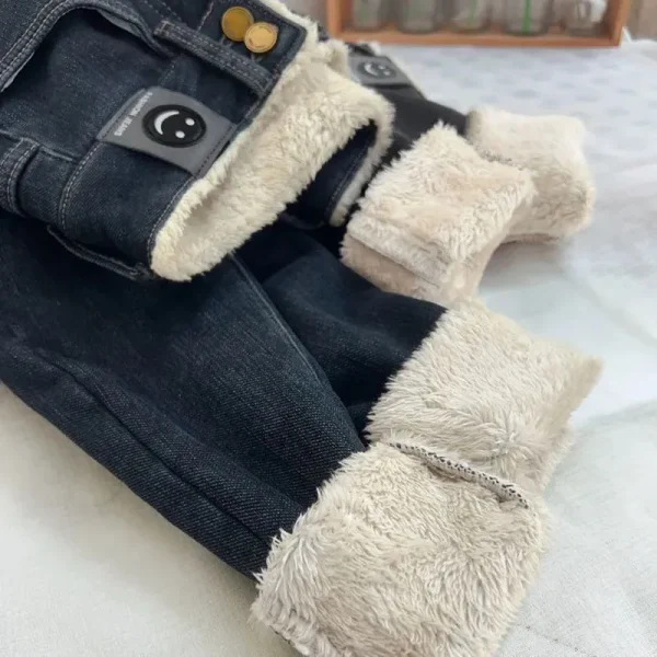 Jeans a matita slim in lana d'agnello calda Vaqueros skinny in peluche da donna Pantaloni in denim in pile addensato a vita alta vintage Legging in velluto casual 5
