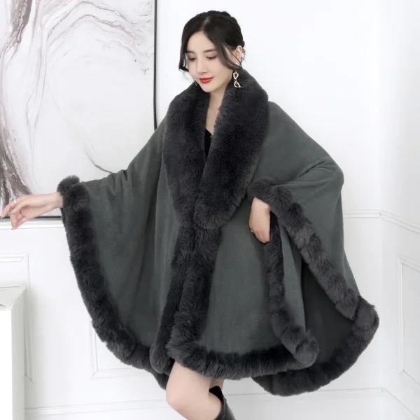 16 colori inverno caldo mantelle Plus Size maniche a pipistrello Poncho mantello donna Turn-Down collo in pelliccia sintetica Cardigan allentato scialle cappotto 5