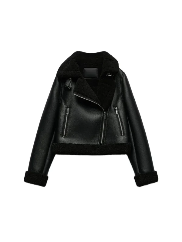 Donna Inverno Nuova Moda Giacca Casual Cappotto Addensato Caldo Sciolto Pelliccia Cappotto Flip Lapel Manica Lunga Zip Retro Giacca Corta 2