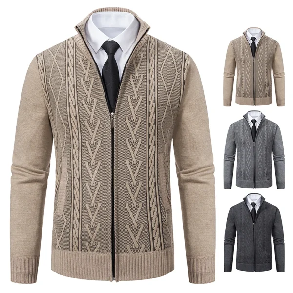 2025 Autunno e inverno nuova giacca maglione lavorato a maglia da uomo casual caldo in cashmere ispessito, maglieria casual calda ispessita 4