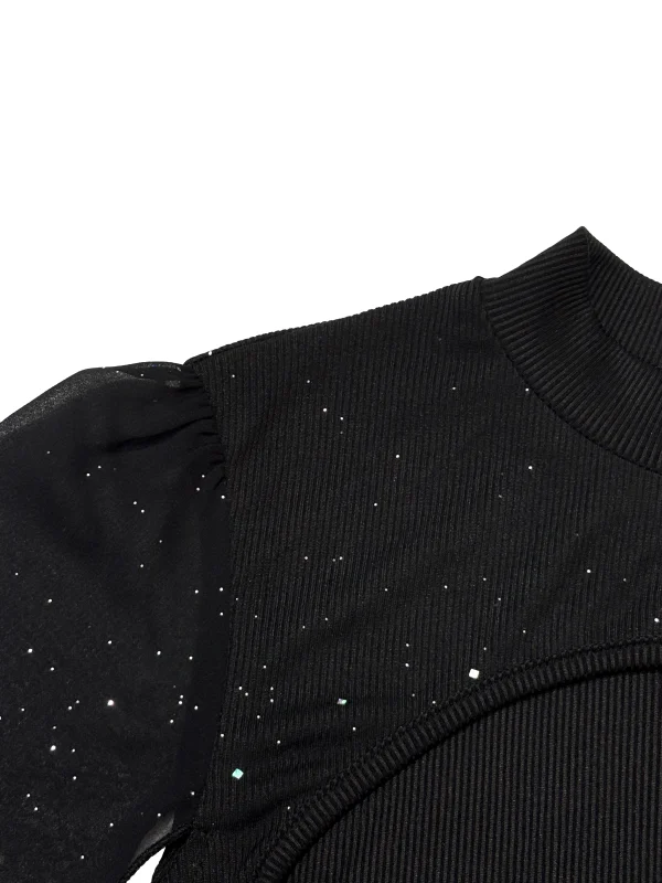 Mini abito da donna sexy con colletto alla coreana e paillettes scintillanti Club Party Night Out aderente aderente elegante autunno inverno 2025 5