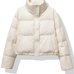 HELIAR Giacca da donna imbottita in cotone con collo a lupetto ispessito Tasca monopetto Piumino casual Cappotto corto allentato caldo invernale Autunno 1