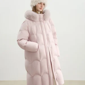 ZIQIAO Petite Piumini da donna Inverno 2025 Nuovo piumino con collo in pelliccia di volpe stile coreano addensato Dolce che riduce l'età 1