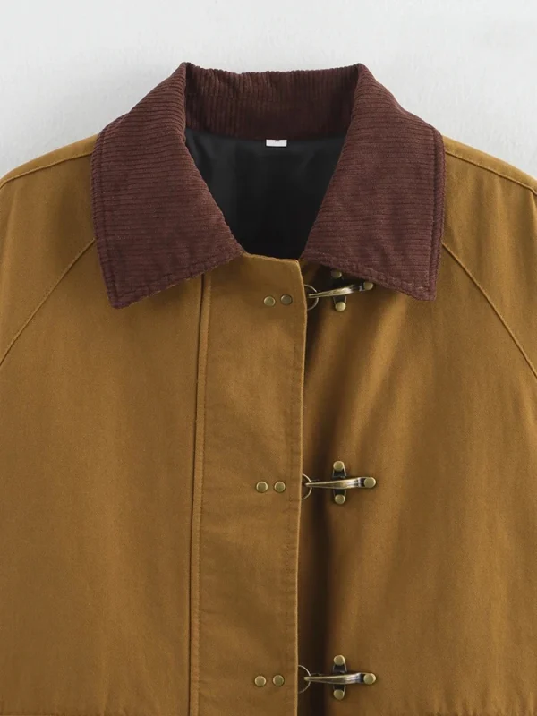 Moda donna Retro hit colore risvolto impiombatura giacca 2024 autunno e inverno in Europa e negli Stati Uniti nuovo vento strada casual sciolto maniche lunghe tasche monopetto donna 3