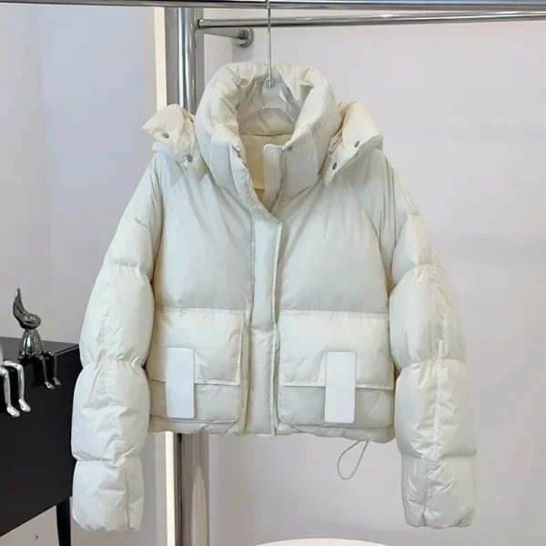 Parka da donna Inverno Avvertimento Giacca da donna allentata casual Piumini Giacca invernale da donna oversize solida Piumino in morbido cotone 2
