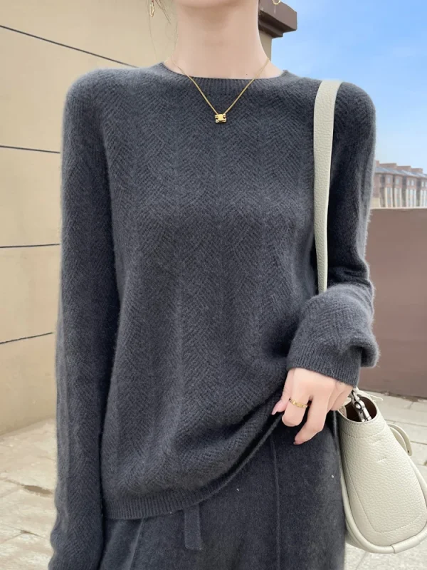 Autunno Inverno Donna Maglione di cachemire Manica lunga O-Collo Pullover 100% lana merino Maglieria Basic Hollow Maglione Coreano Popolare 5