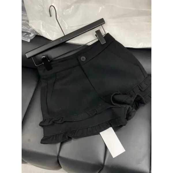 Pantaloncini di lana con design a volant dimagrante a vita alta dolce stile coreano Donna Primavera Autunno Nuovi pantaloni alla moda versatili 4
