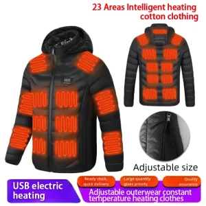 23 aree inverno riscaldamento intelligente giacca di cotone da uomo autoriscaldante Parka da donna caldo USB elettrico quattro telecomandi vestiti riscaldati 1