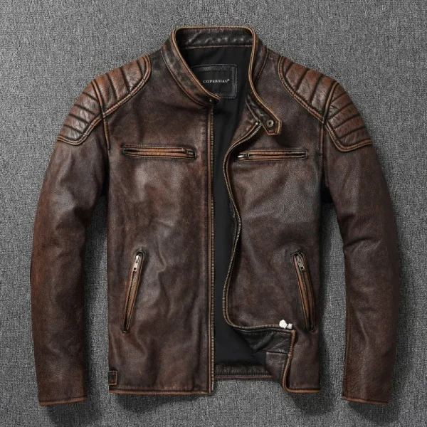 Nuova giacca da uomo in pelle PU con colletto alla coreana da motociclista, tinta unita alla moda, ampia, versatile, casual, a maniche lunghe 4