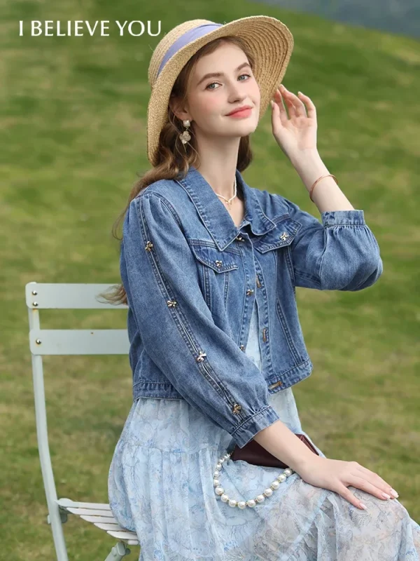 I BELIEVE YOU Giacca da donna Primavera Estate 2024 Cappotti di jeans Bottoni Colletto su misura Scava Fuori Casual Slim Jakcets 2231184977 1