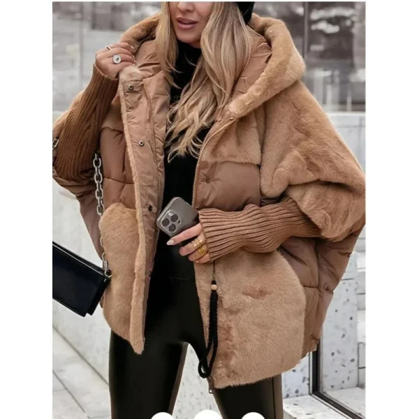 Autunno Inverno Donna Patchwork con cappuccio Cappotto di cotone caldo 2025 Nuove donne Giacca imbottita in cotone Capispalla oversize Cappotto Parka da donna 4