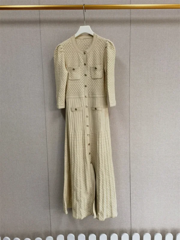 Abito lavorato a maglia scavato jacquard da donna autunnale Abito lungo alla moda e dimagrante per donna 3