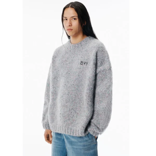 AW 2025 Inverno Nuovo nel marchio maglione lavorato a maglia per uomo e donna Wang unisex grigio pullover oversize maglieria top con cappuccio vestiti 3
