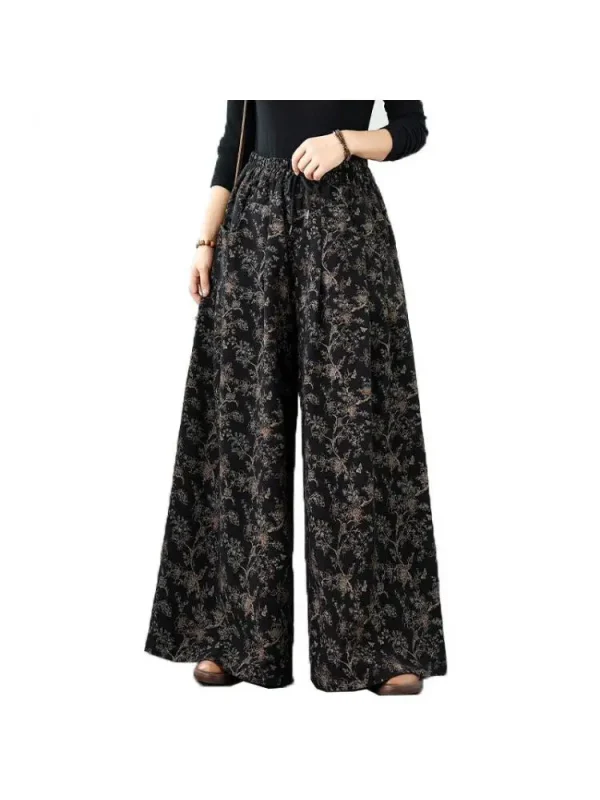 Pantaloni a gamba larga in denim per donna 2025 Autunno nuovo stile stampato elastico in vita pantaloni dritti in denim casual oversize larghi 5