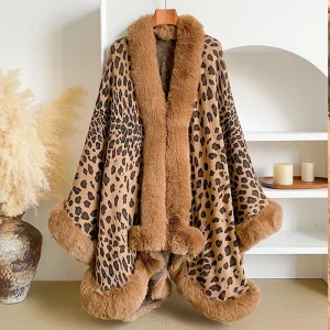 Capispalla da donna con stampa leopardata calda e spessa - Y2K Streetwear e mantello elegante, cappotto, giacca, mantello e poncho per l'autunno inverno 1