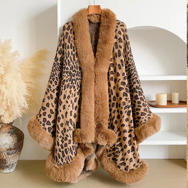 Capispalla da donna con stampa leopardata calda e spessa - Y2K Streetwear e mantello elegante, cappotto, giacca, mantello e poncho per l'autunno inverno 1