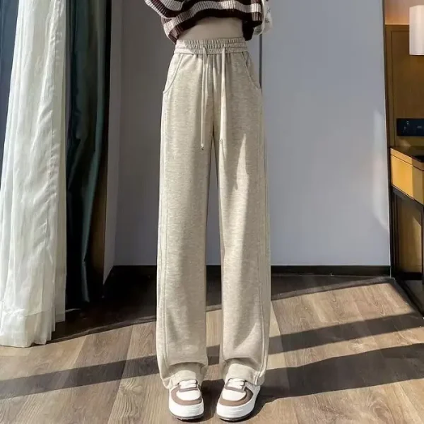 Pantaloni sportivi casual slim cadenti a vita alta primaverili e autunnali da donna a gamba larga stretta 5