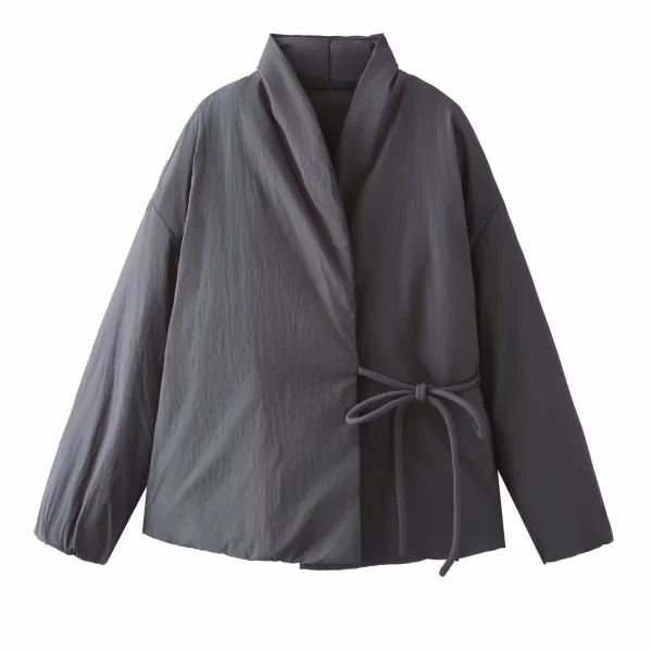 2024 Autunno Nuovo Stile di abbigliamento da donna Design alla moda e versatile Senso Giacca in cotone stile kimono doppio petto 2