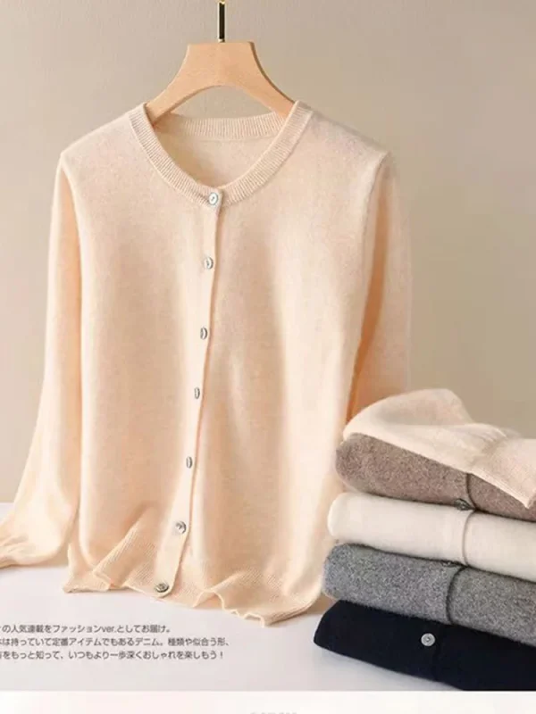 Maglione di cachemire da donna O-Collar maglione a maniche lunghe con bottoni Casual Let ter Cardigan Harajuku cappotto camicia Top maglieria coreana 2