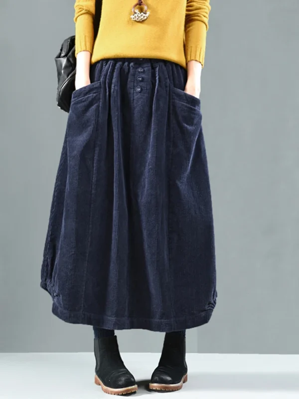 Amax luluE Coreano Inverno Donna Moda Gonne di velluto a coste Donna Allentato Per il tempo libero Abiti vintage Donna Classico di lusso Streetwear 6