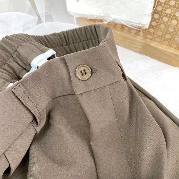 Autunno Primavera Abito nero Pantaloni Haren Moda donna Pantaloni casual elastici a vita alta Donna Pantaloni da ufficio solidi stile coreano 2025 4