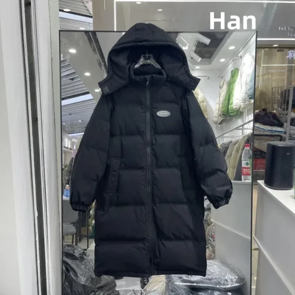Piumino lungo in cotone ispessito da donna Piumino invernale oversize di media lunghezza alla moda in stile Hong Kong 1