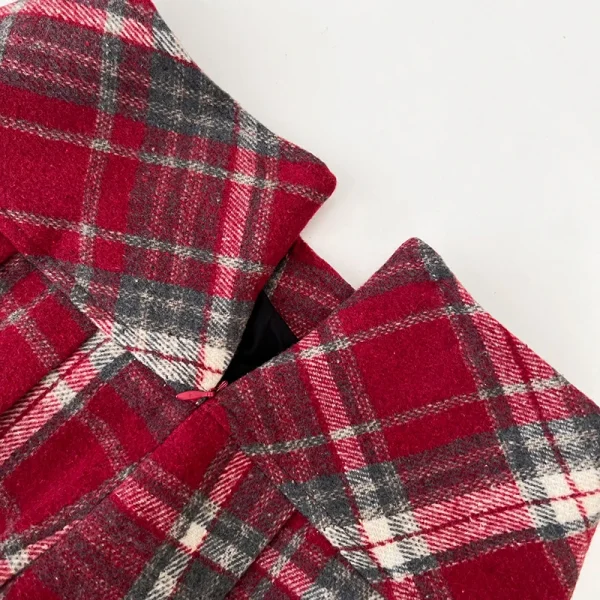 Gonna a pieghe scozzese autunno inverno Minigonna classica in tartan rosso di lana spessa da donna Abito natalizio Saia Feminina classico 3