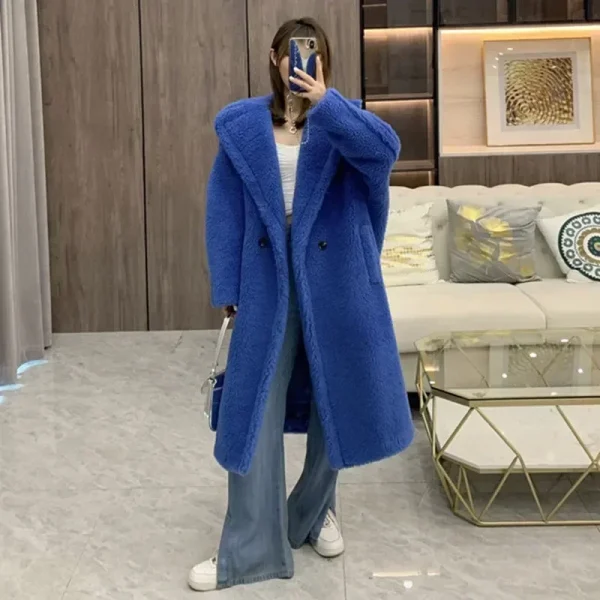 Max Teddy Coat 62% Alpaca 26% Lana 12% Cappotto di seta Cappotto invernale da donna addensato 5
