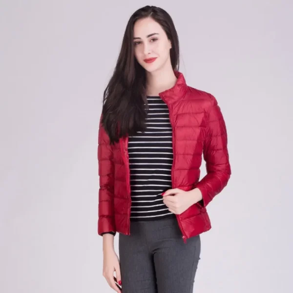 Cappotti imbottiti ripiegabili ultraleggeri femminili 2023 nuovi arrivi moda colletto alla coreana cappotto da donna da ufficio coreano slim fit 4