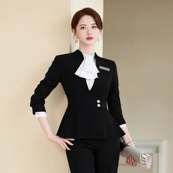 NAVIU Navy Blue Ladies Formal Pant Suit donna giacca e pantaloni donna Business Work Wear 2 pezzi Blazer Set per l'autunno inverno 6