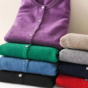 Maglione di cachemire da donna O-Collar maglione a maniche lunghe con bottoni Casual Let ter Cardigan Harajuku cappotto camicia Top maglieria coreana 1