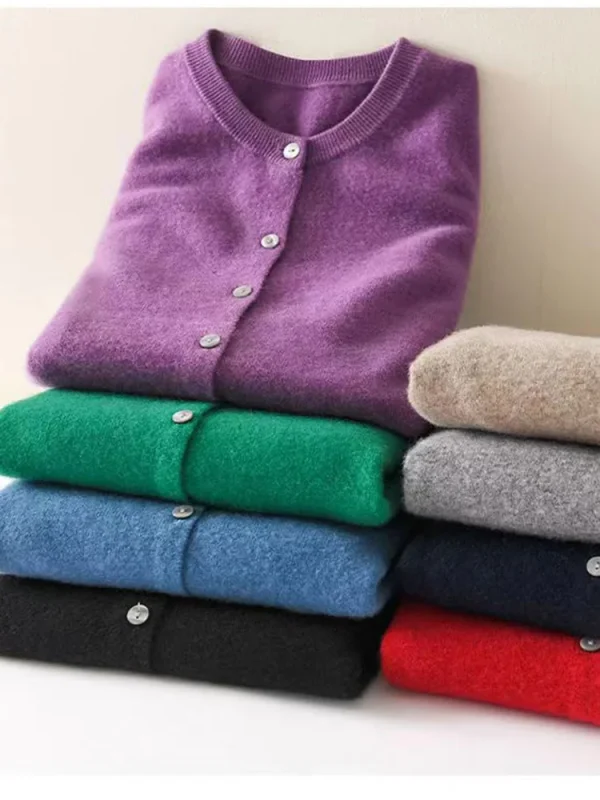 Maglione di cachemire da donna O-Collar maglione a maniche lunghe con bottoni Casual Let ter Cardigan Harajuku cappotto camicia Top maglieria coreana 1