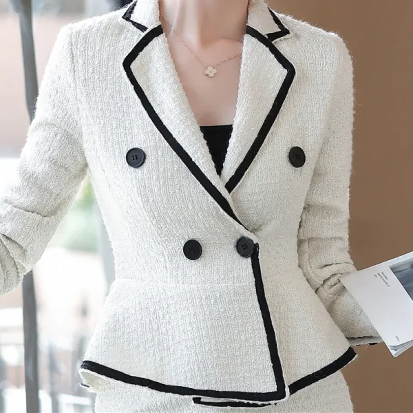 Naviu Abito formale di fascia alta da donna New Fashion Slim Business Manica lunga Giacca e gonna in lana Abbigliamento da lavoro da donna per ufficio 6
