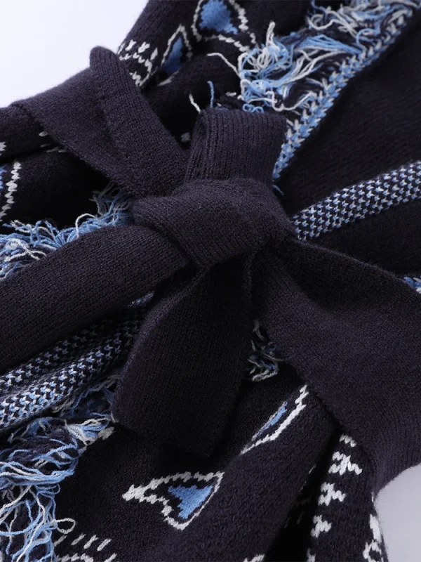 Nappe vintage Stampa Cardigan con stampa da donna Scollo a V Lace Up Manica intera Maglioni impiombati 2025 Autunno Lady All-match Kintwears 4