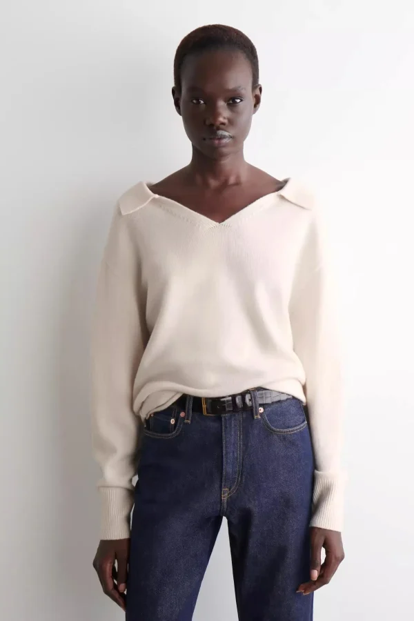 Ethereal MD 2025 cos autunno nuovo stile di maglione lavorato a maglia misto colletto polo standard casual da donna 1