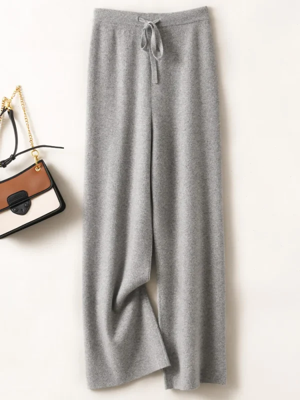 Pantaloni da donna autunno inverno Pantaloni basic morbidi casual con fascia 100% lana merino Maglieria Pantaloni popolari coreani 3