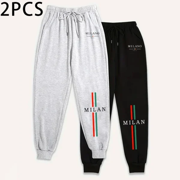Pantaloni da jogging da donna 2 pezzi Italia Milano stampa pantaloni sportivi casual autunno inverno casa comfort all'aperto pantaloni moda confezione da 2 2